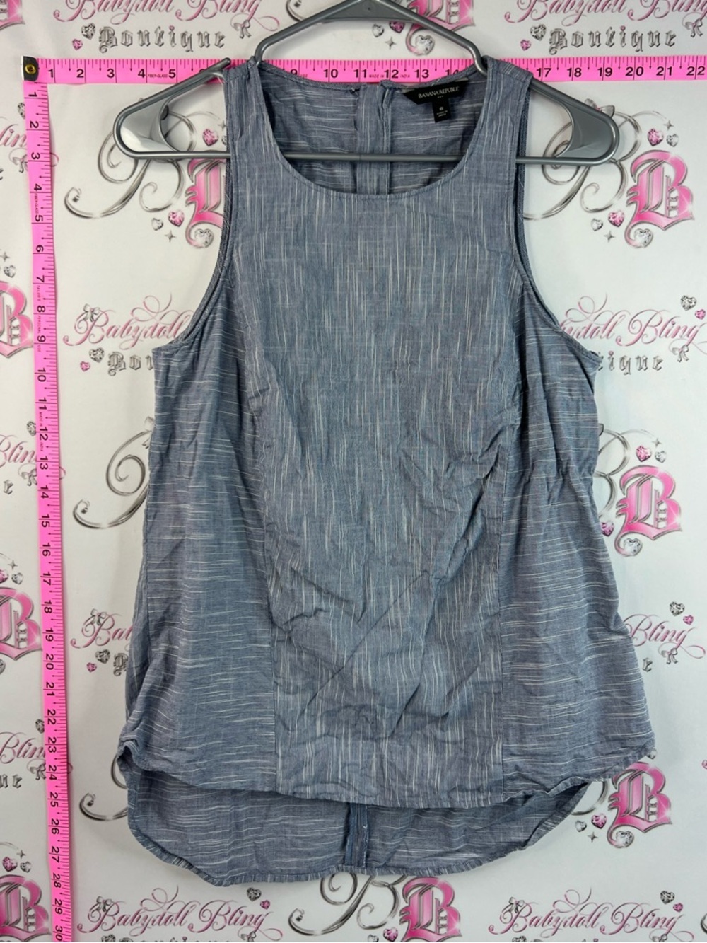 Banana Republic tank top blue navy Gray Sleeveless Textured Tank Top